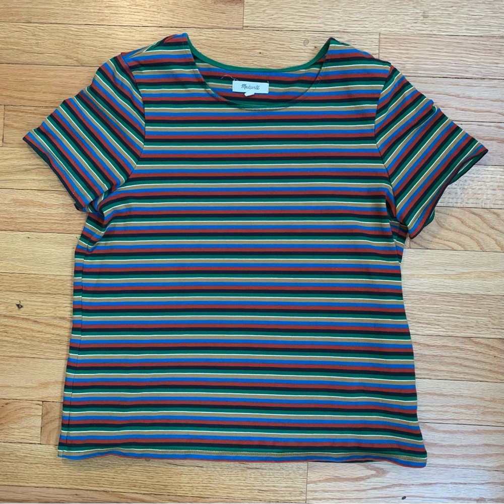 Madewell Luxe Boxy-Crop Tee in Mathis Stripe